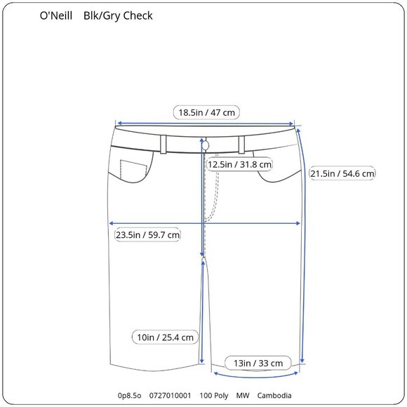 ONeill Board Shorts Mens 38 Checkered Check Pocket Embroidered Logo Swimwear - Picture 8 of 8